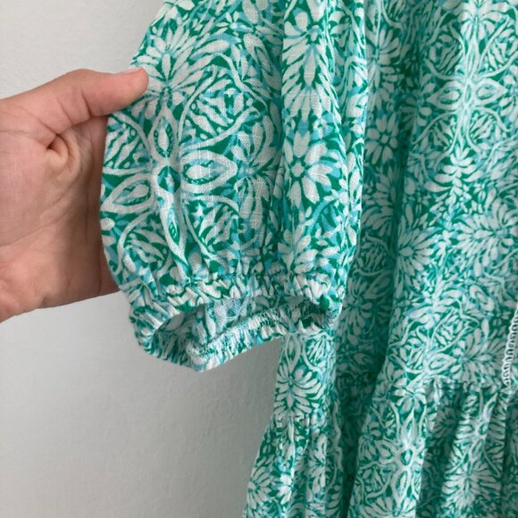 ZARA Boho Long Sleeve Dress Green Button Front Floral Festival Hippie Size XL - Picture 4 of 9